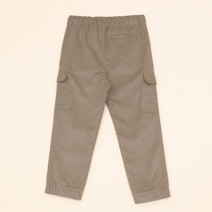 Pantalón Caqui de Corduroy Cargo con elástico y Cordones para Niño