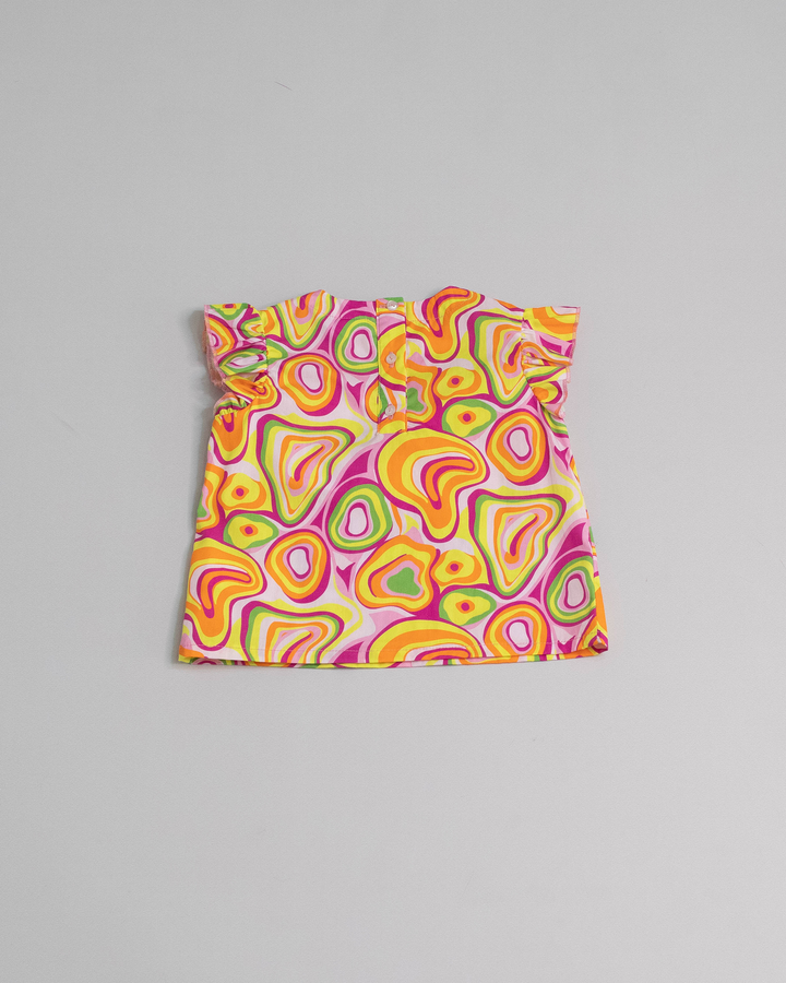 Blusa de popelina con estampado de colores