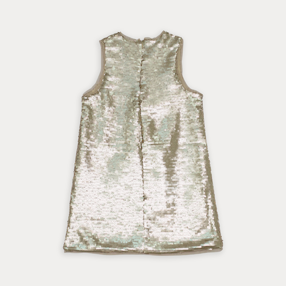 Vestido De Lentejuelas Doradas Para Niña