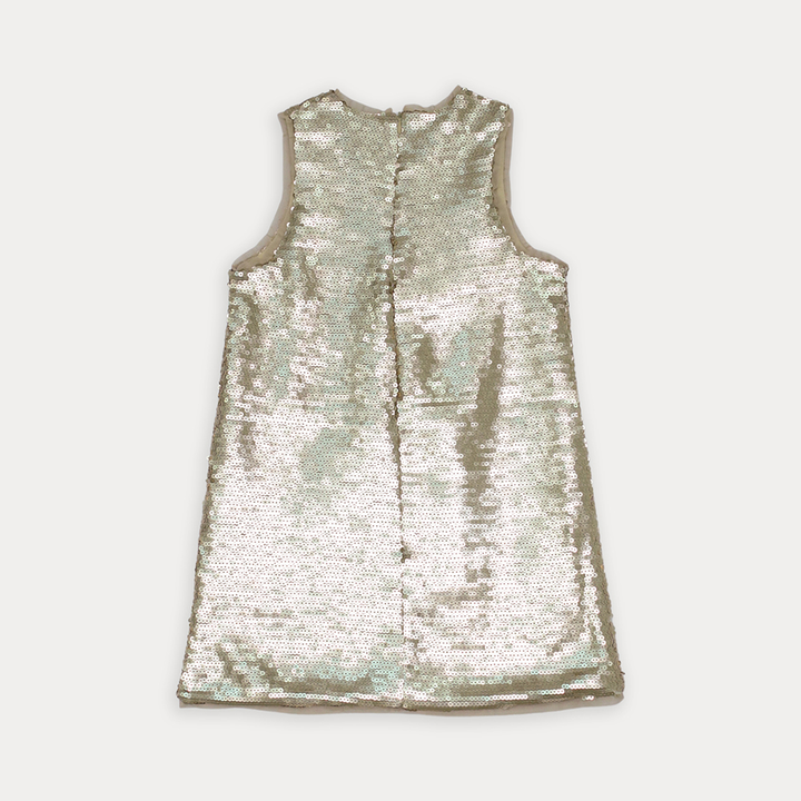Vestido De Lentejuelas Doradas Para Niña