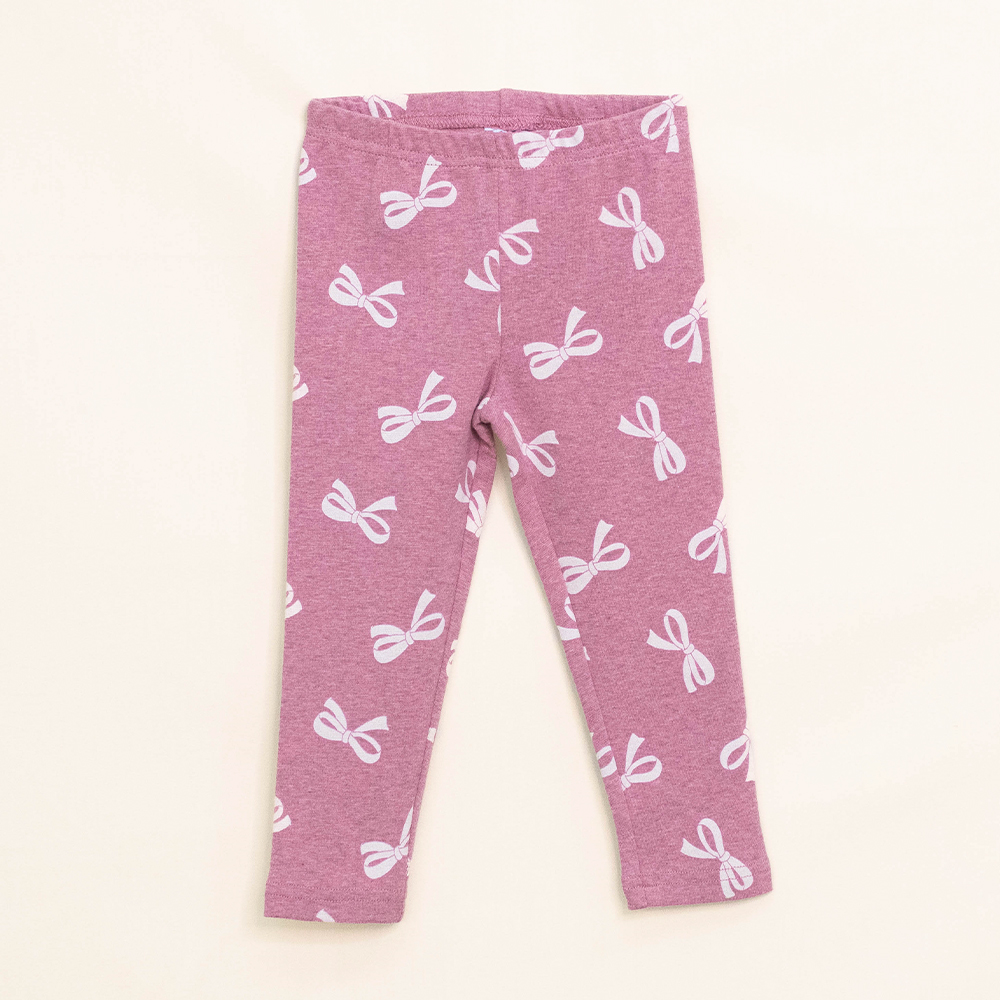 Legging Rosado de Algodón con Estampado de Lazos para Bebé Niña