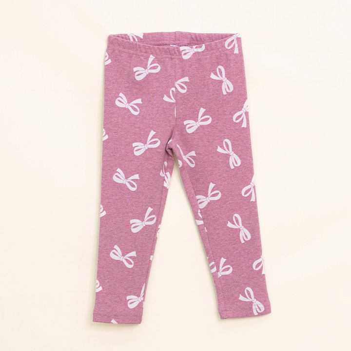Legging Rosado de Algodón con Estampado de Lazos para Bebé Niña