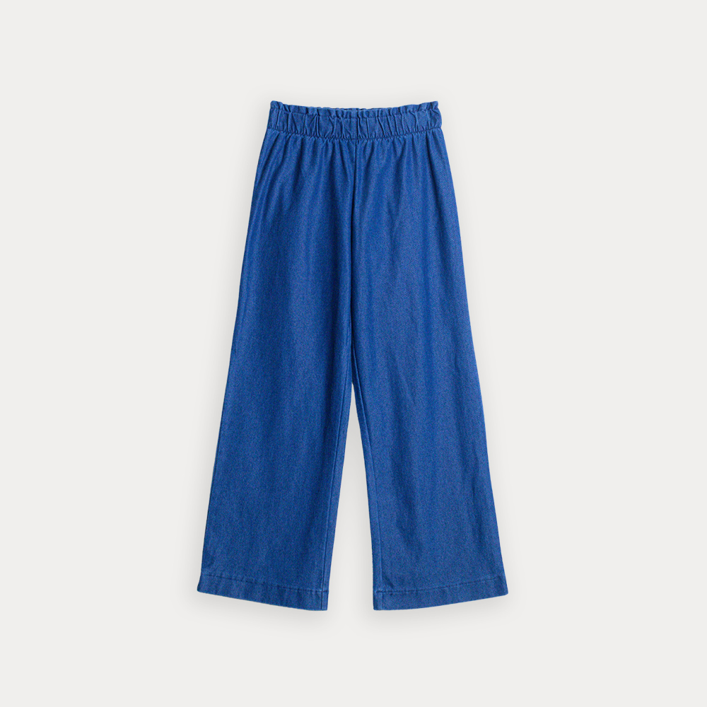 Pantalón De Chambray Con Elástico En La Cintura Para Niña