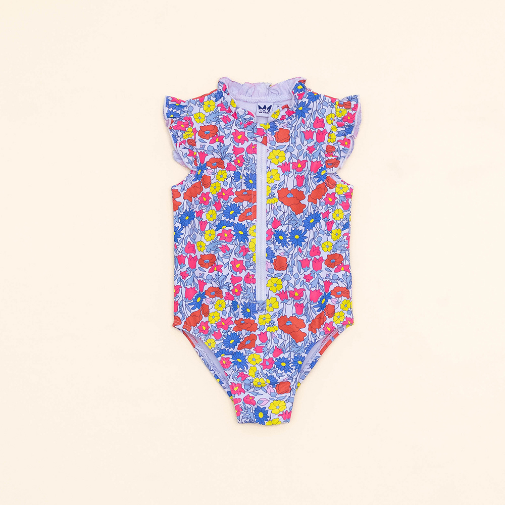 Traje de Baño entero Sin Mangas con Estampado de Flores Multicolor para Bebé Niña