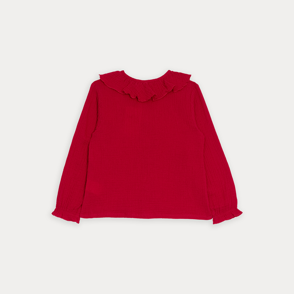 Blusa De Sirsaca Roja Manga Larga Para Niña