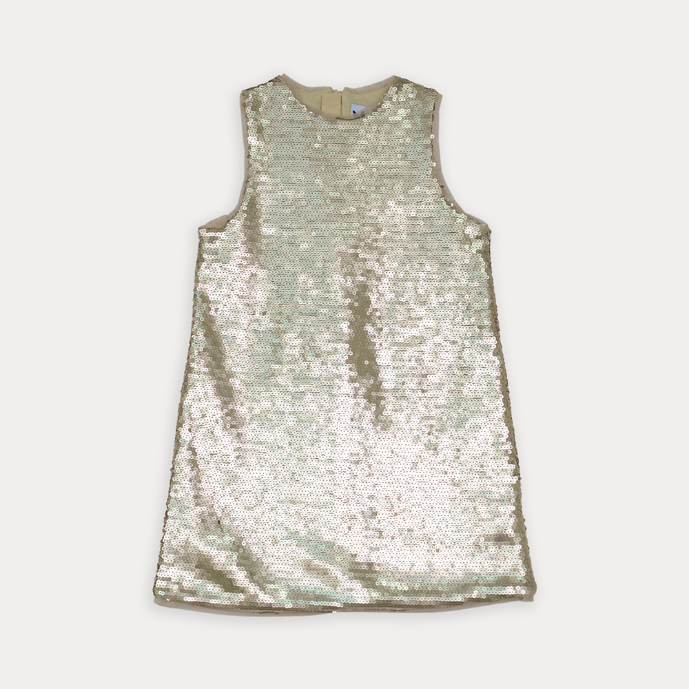 Vestido De Lentejuelas Doradas Para Niña