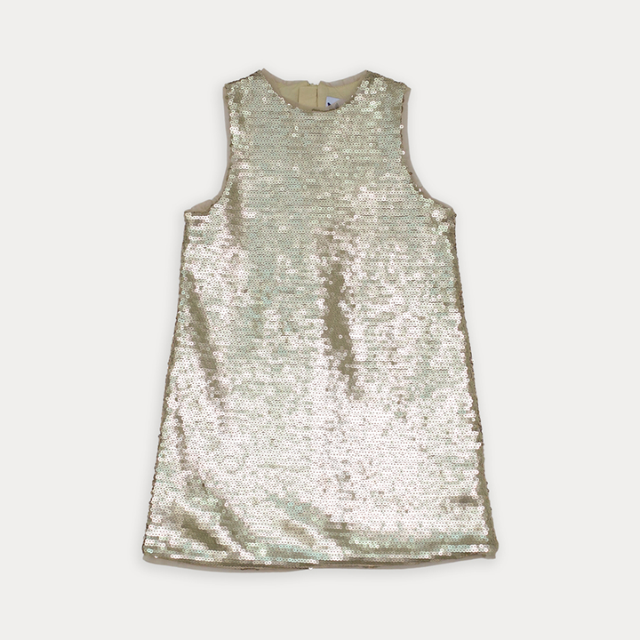 Vestido De Lentejuelas Doradas Para Niña