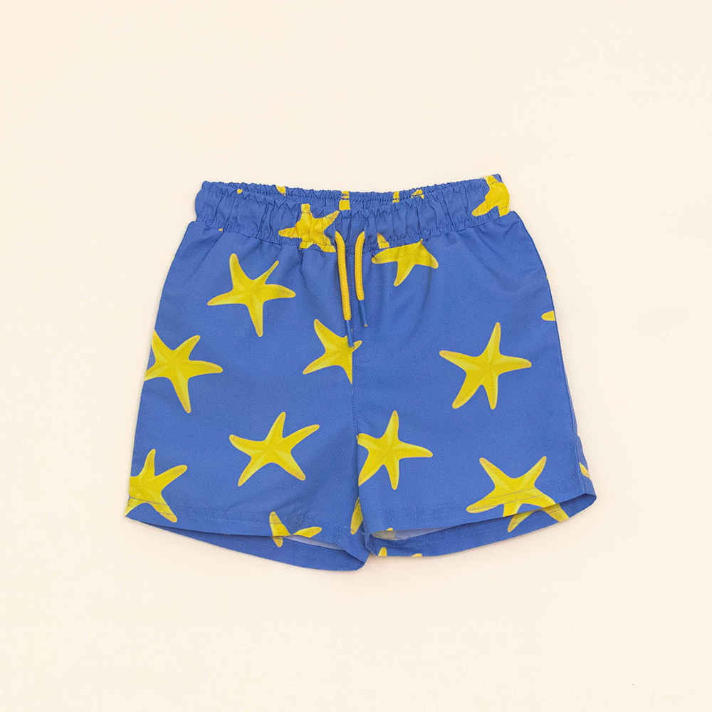 Traje de Baño Azul con Estrellas de Mar Amarillas para Bebé Niño