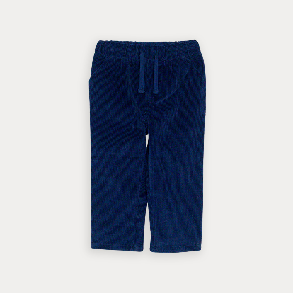 Pantalón De Corduroy Azul Marino Con Elástico En La Cintura Para Bebe Niño