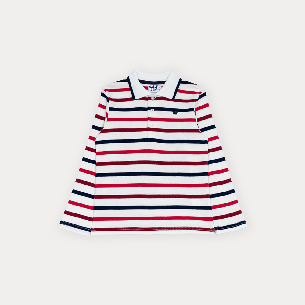 Chemise De Algodón Manga Larga De Rayas Para Niño