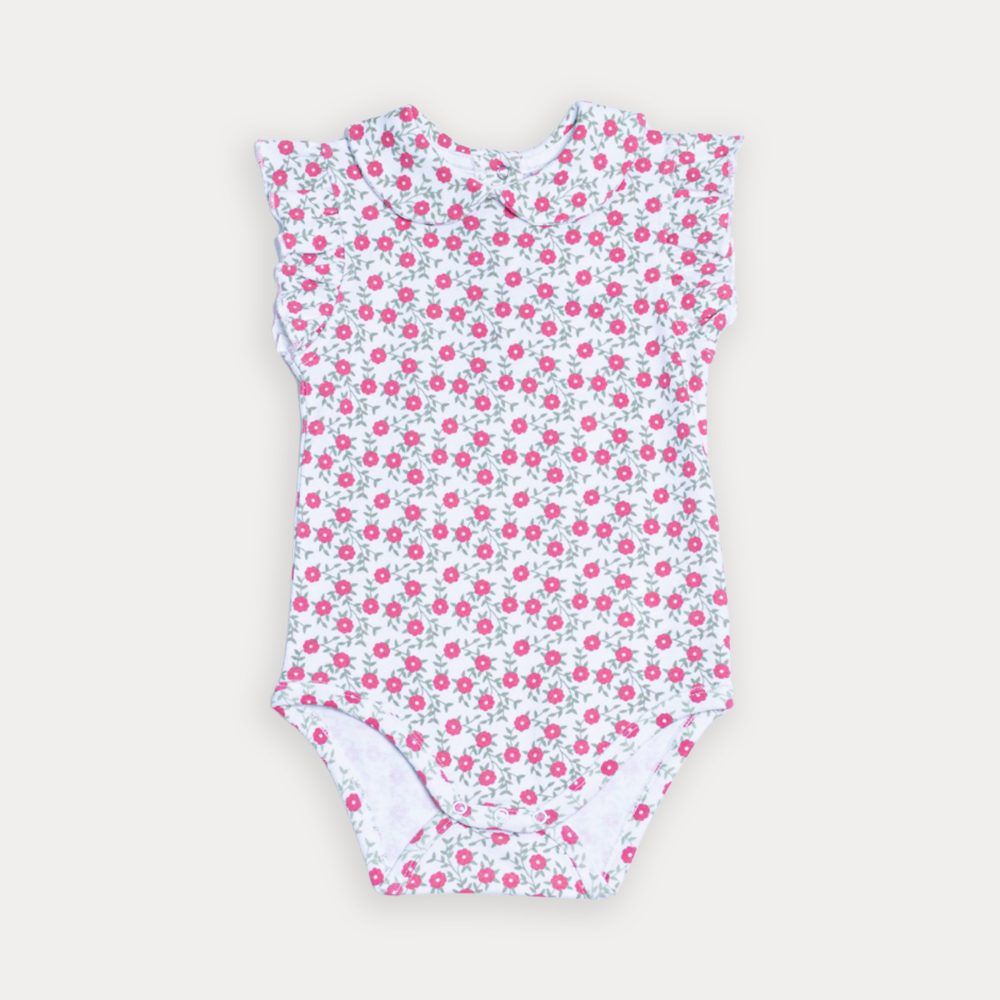 Body De Algodón Con Estampado De Flores Rosado Guayaba Para Bebe Niña