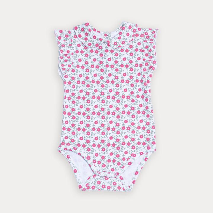 Body De Algodón Con Estampado De Flores Rosado Guayaba Para Bebe Niña