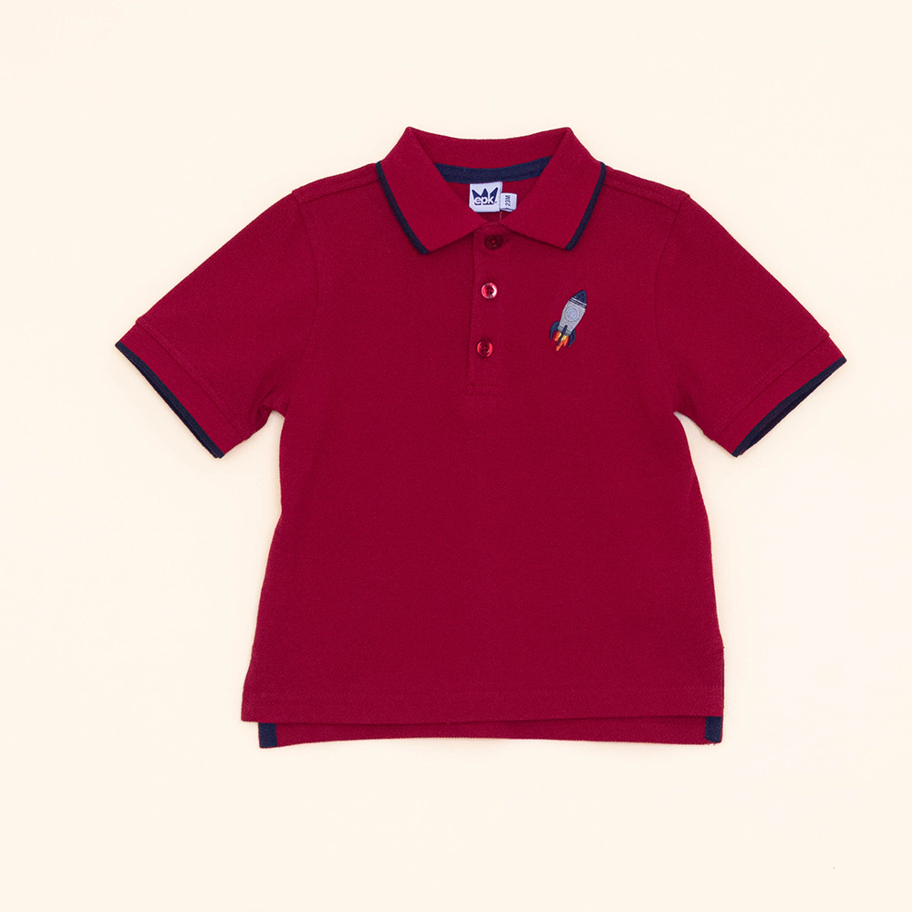 Chemise Roja Manga Corta con Estampado de Cohete para Bebé Niño