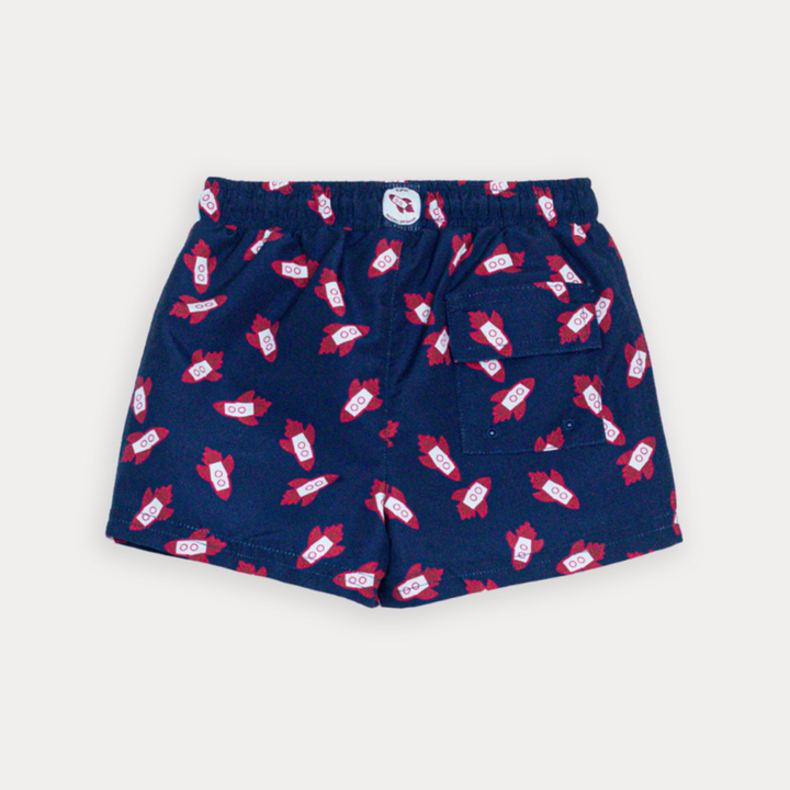 Traje De Baño Azul Marino Con Estampado De Cohetes Para Bebe Niño