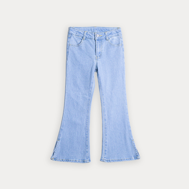 Jean Azul Claro Bota Ancha Para Niña