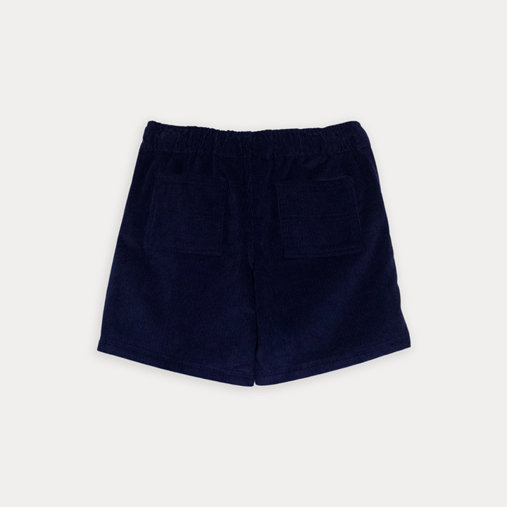 Short De Corduroy Azul Oscuro Con Elástico En La Cintura para Niño