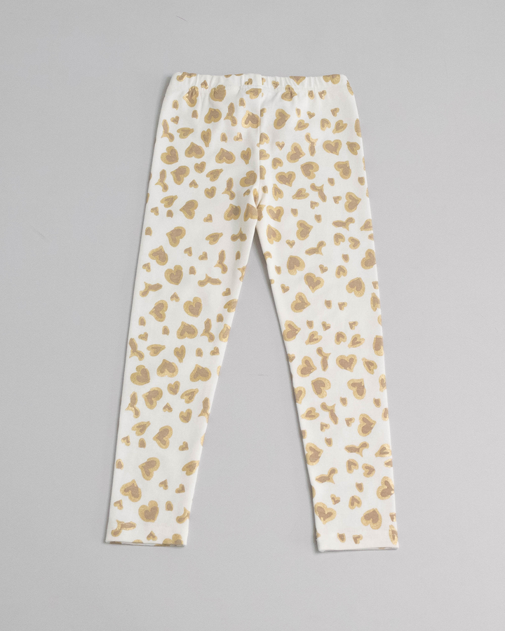 Legging de algodón con estampado corazones metalizado