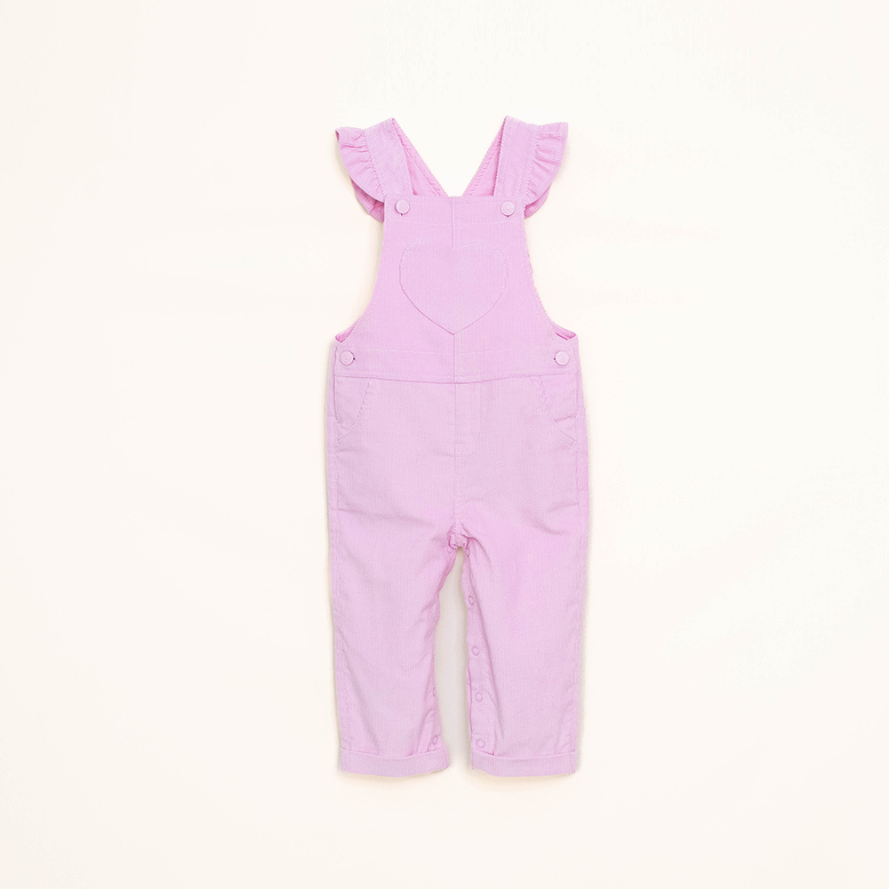 Braga Larga Rosada de Corduroy con Bolsillo de Corazón para Beebé Niña