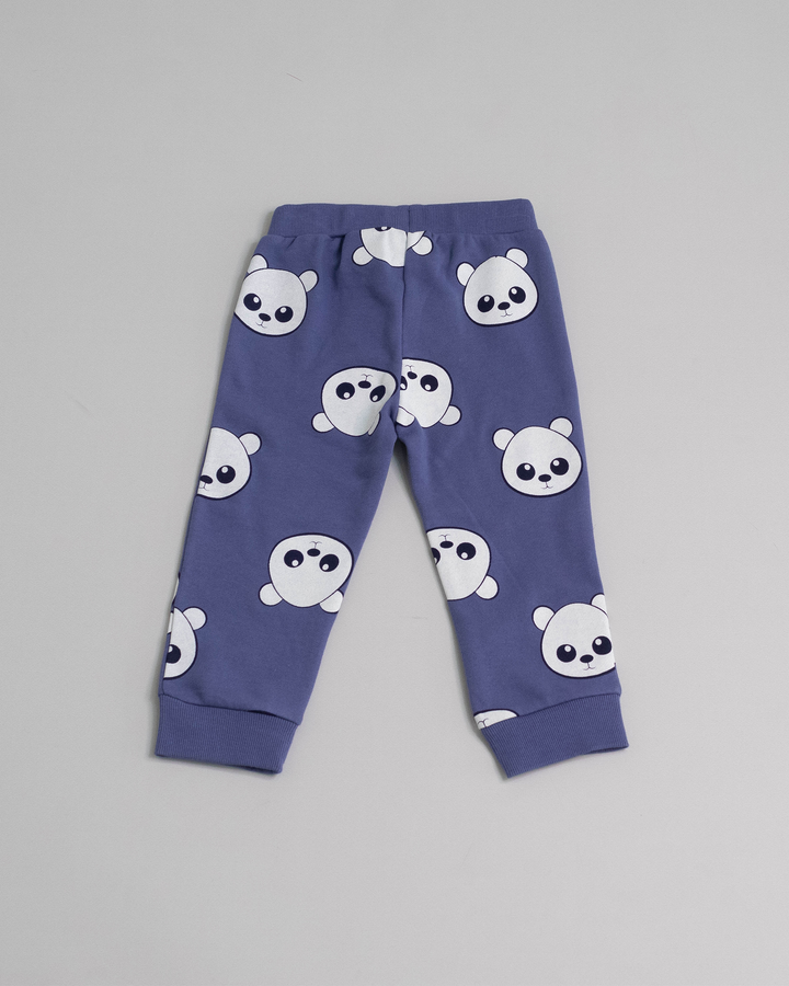 Pantalón de algodón con estampado de pandas y ajustador