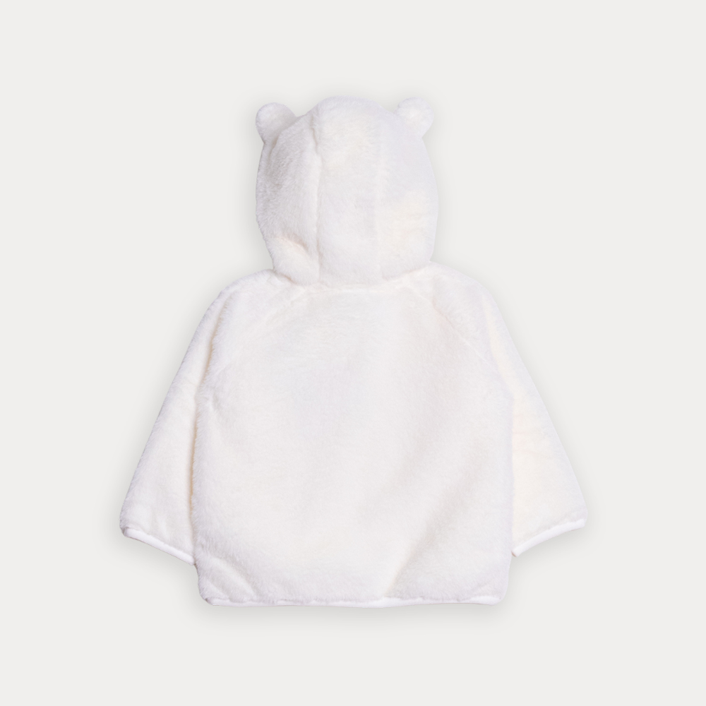 Sueter De Felpa Crema Con Bordado De Estrella Dorado Metálico Y Cierre Para Bebe Niña