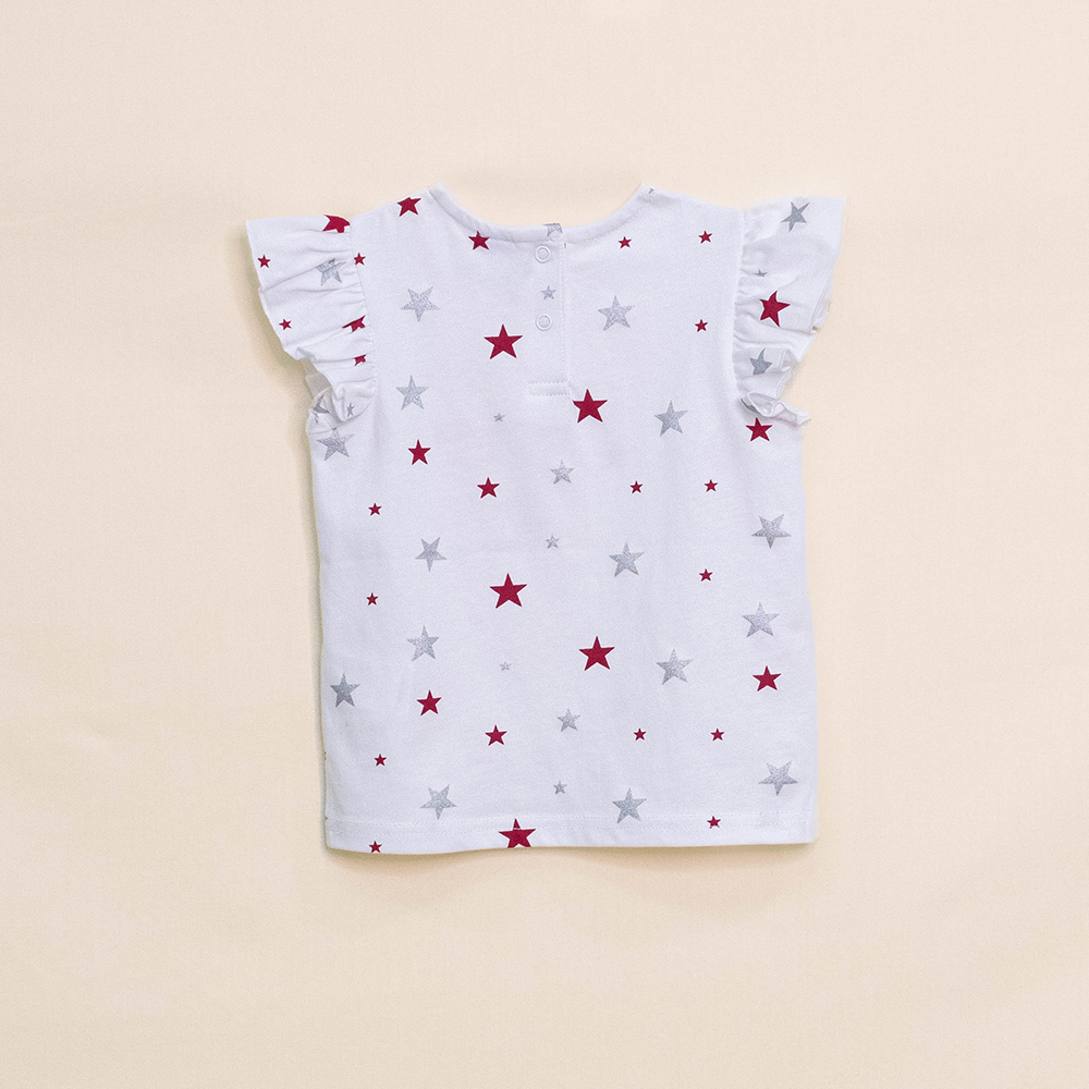 Franela Blanca Con Estrellas Para Bebé Niña