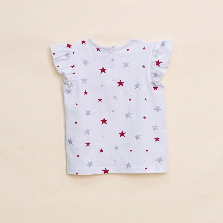 Franela Blanca Con Estrellas Para Bebé Niña