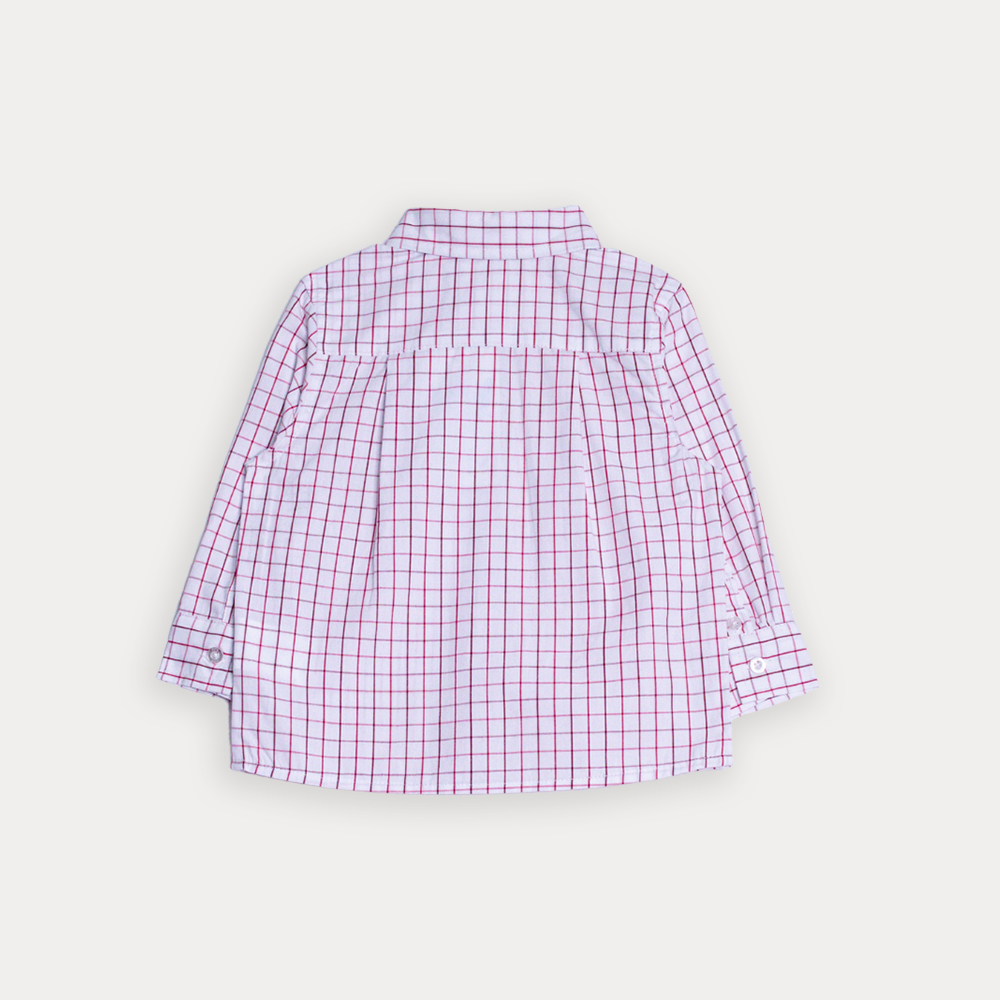 Camisa De Popelina Manga Larga Con Estampado De Cuadros Rojos Para Bebe Niño