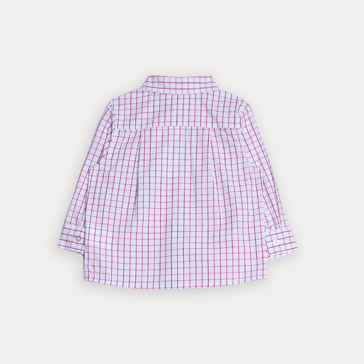 Camisa De Popelina Manga Larga Con Estampado De Cuadros Rojos Para Bebe Niño
