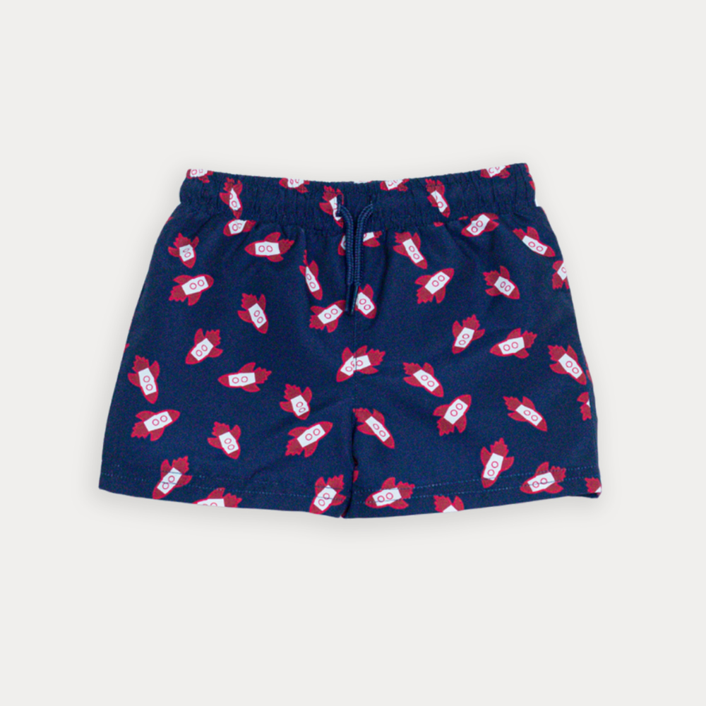 Traje De Baño Azul Marino Con Estampado De Cohetes Para Bebe Niño