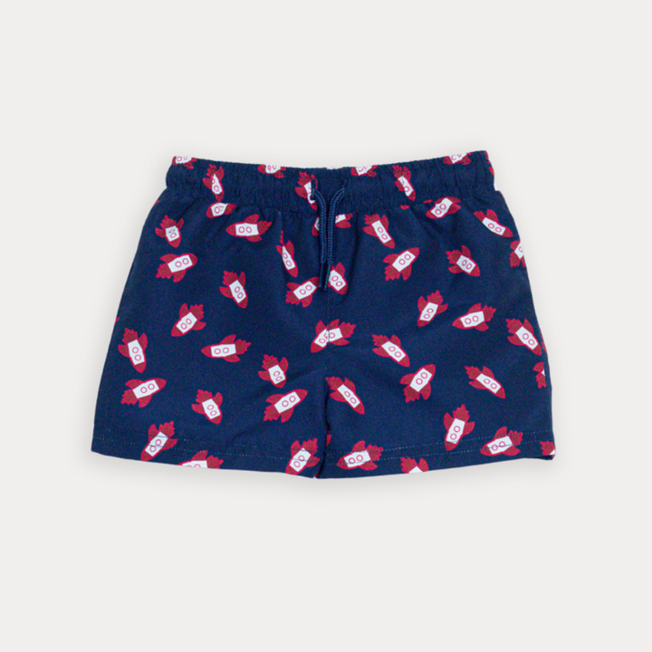 Traje De Baño Azul Marino Con Estampado De Cohetes Para Bebe Niño