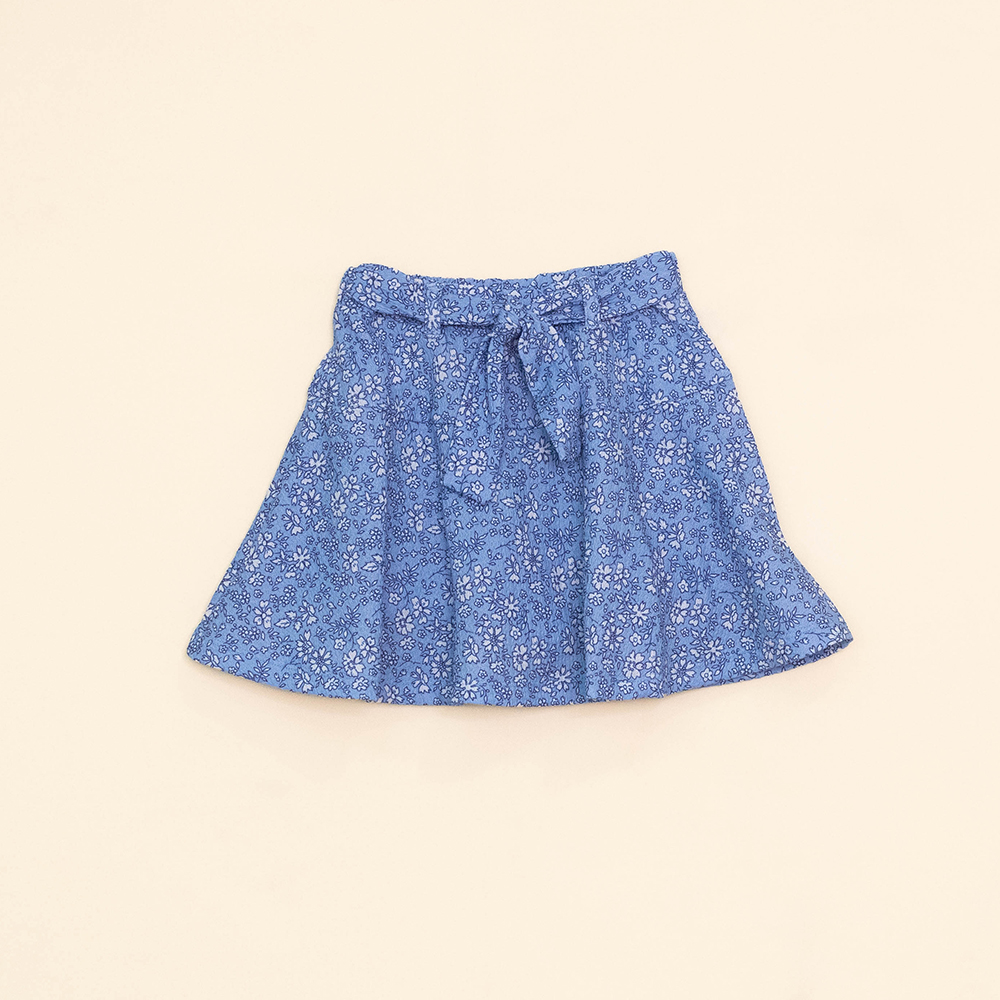 Falda con Estampado de Flores Azul para Niña