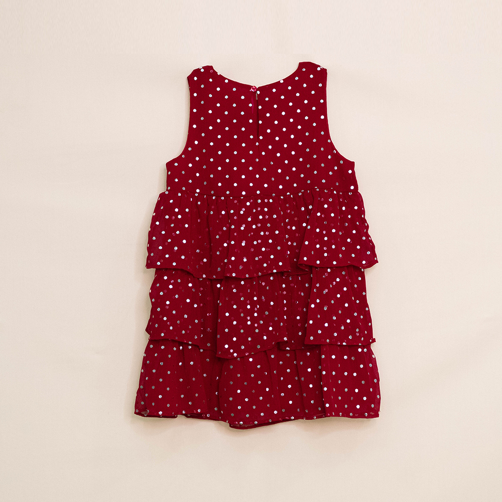 Vestido Rojo De Capas Para Niña