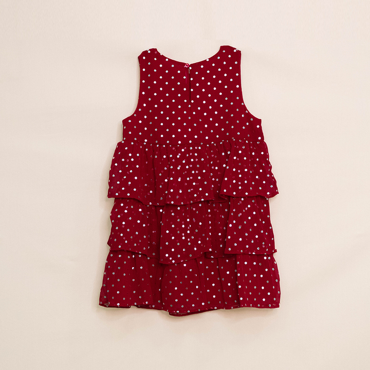 Vestido Rojo De Capas Para Niña