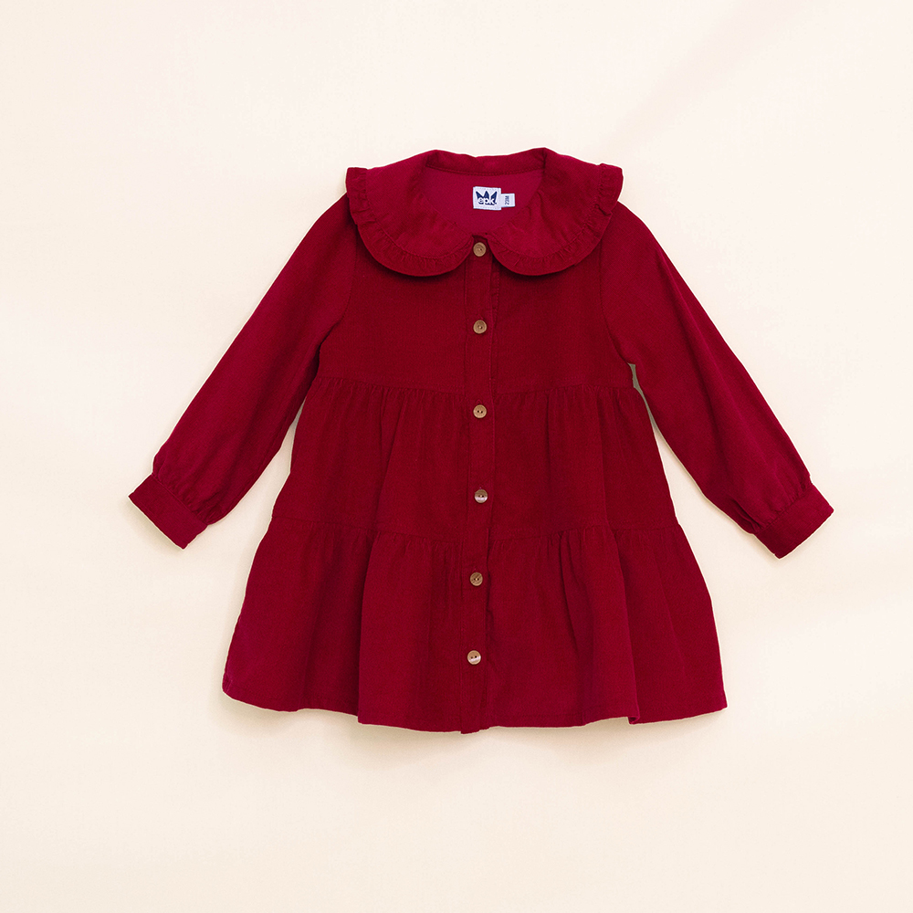Vestido Rojo De Corduroy Para Bebé Niña