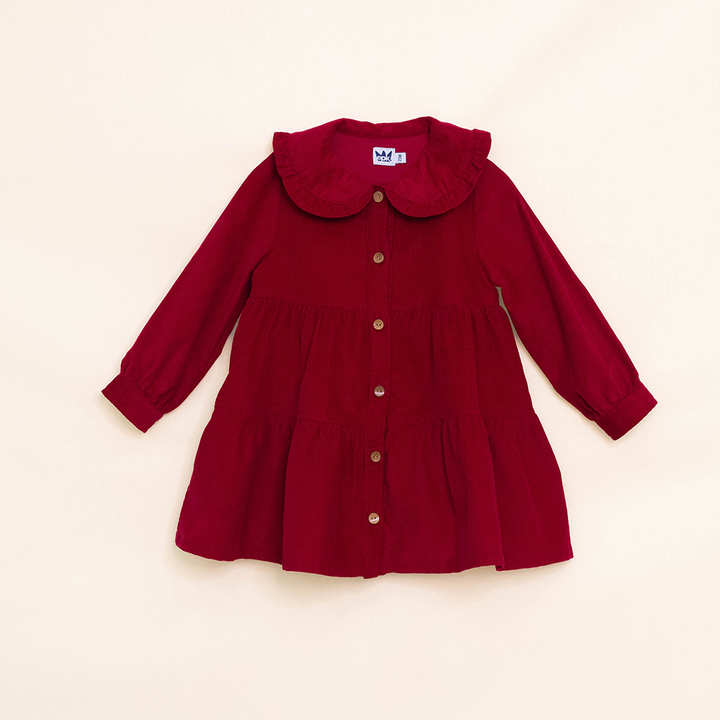 Vestido Rojo De Corduroy Para Bebé Niña