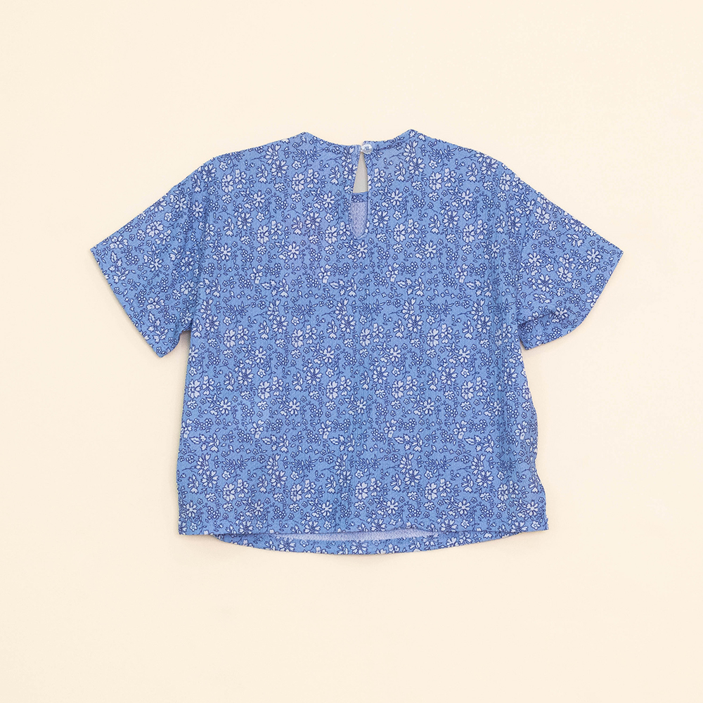 Blusa con Estampado de Flores Azul para Niña