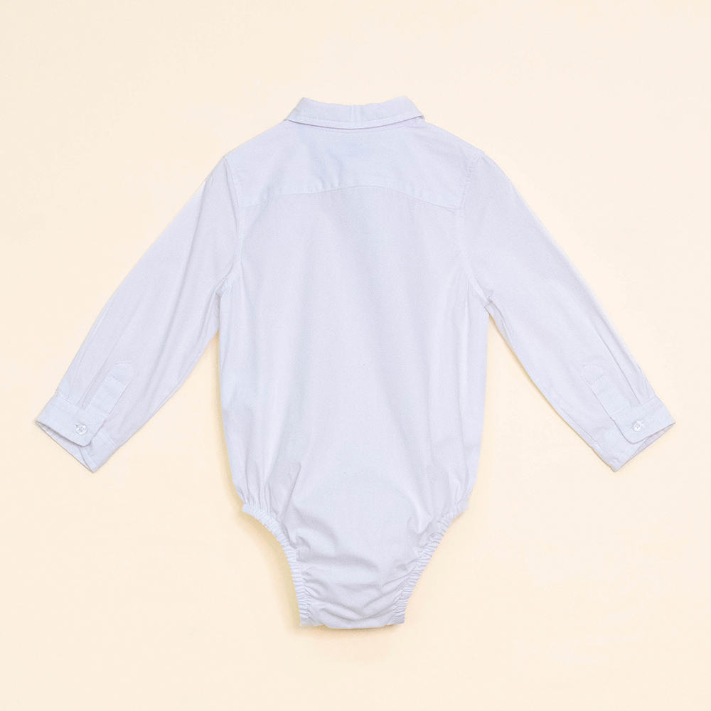 Body de Camisa Blanca Manga Larga para Bebé Niño