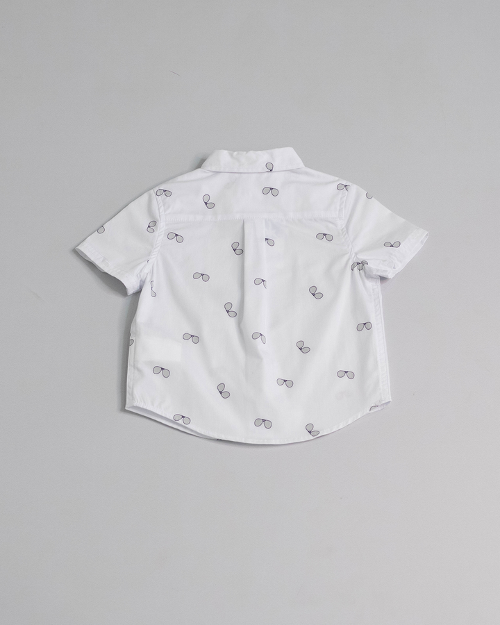 Camisa de popelina con estampado de lentes