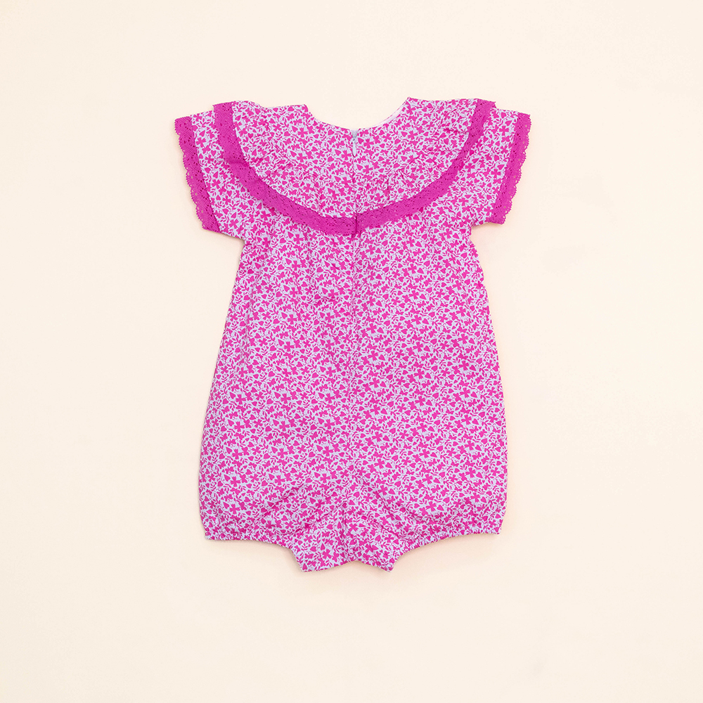Jumper con Estampado de Flores Rosadas para Bebé Niña