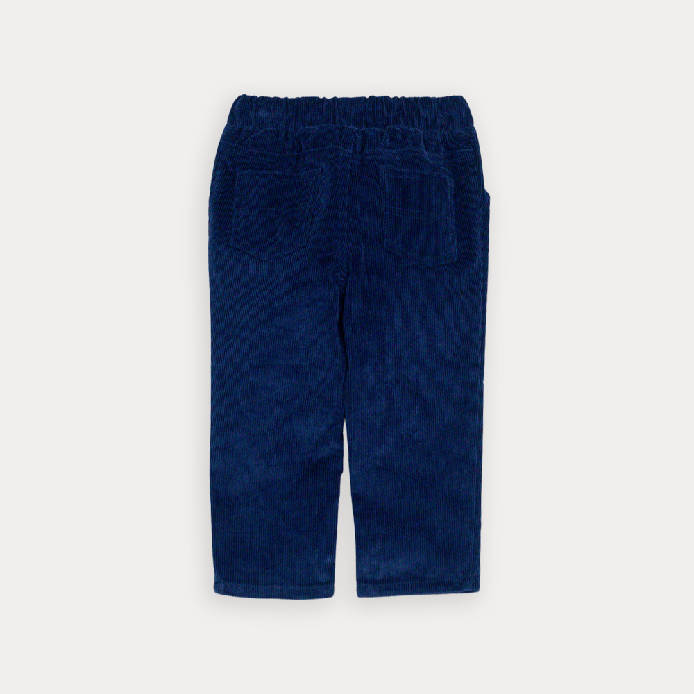 Pantalón De Corduroy Azul Marino Con Elástico En La Cintura Para Bebe Niño