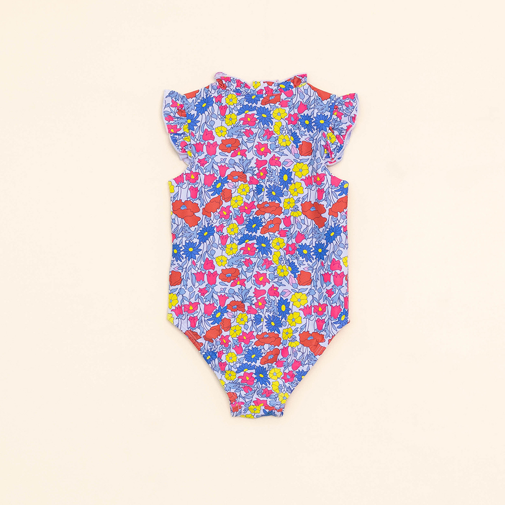 Traje de Baño entero Sin Mangas con Estampado de Flores Multicolor para Bebé Niña