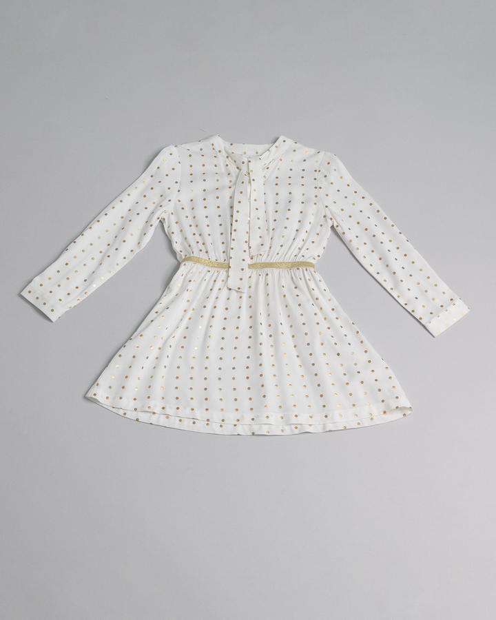 Vestido de viscosa con puntos dorados y elástico
