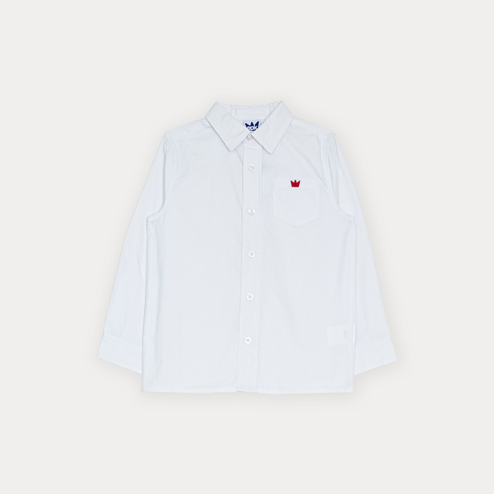 Camisa De Popelina Blanca Manga Larga Para Niño