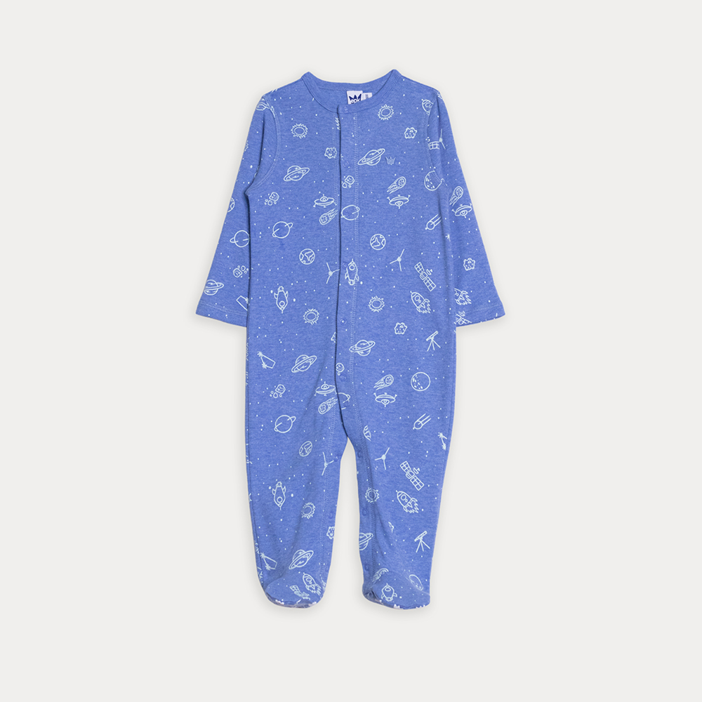 Pijama De Algodón Azul Con Estampado Espacial Para Bebe Niño