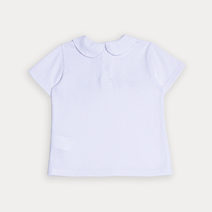 Franela De Algodón Blanco Con Grafico Metalico Para Bebe Niña