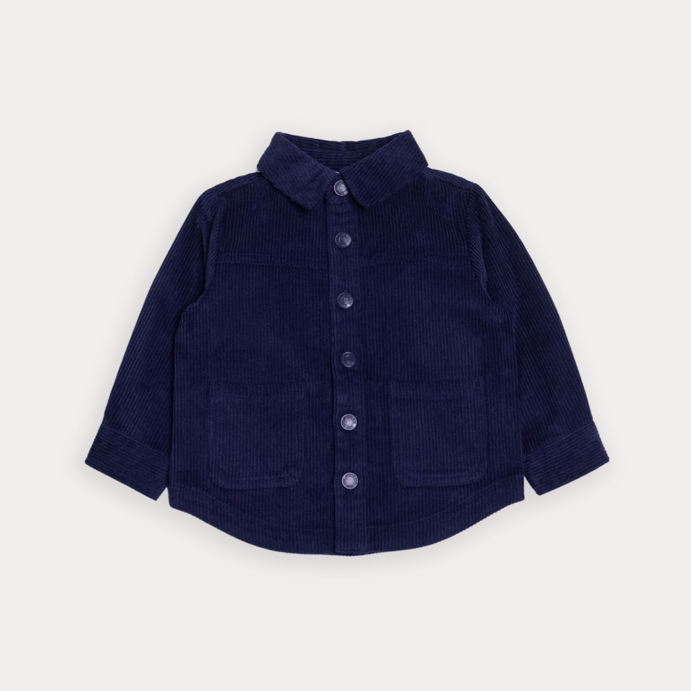 Camisa De Corduro Grueso Azul Marino Para Bebe Niño
