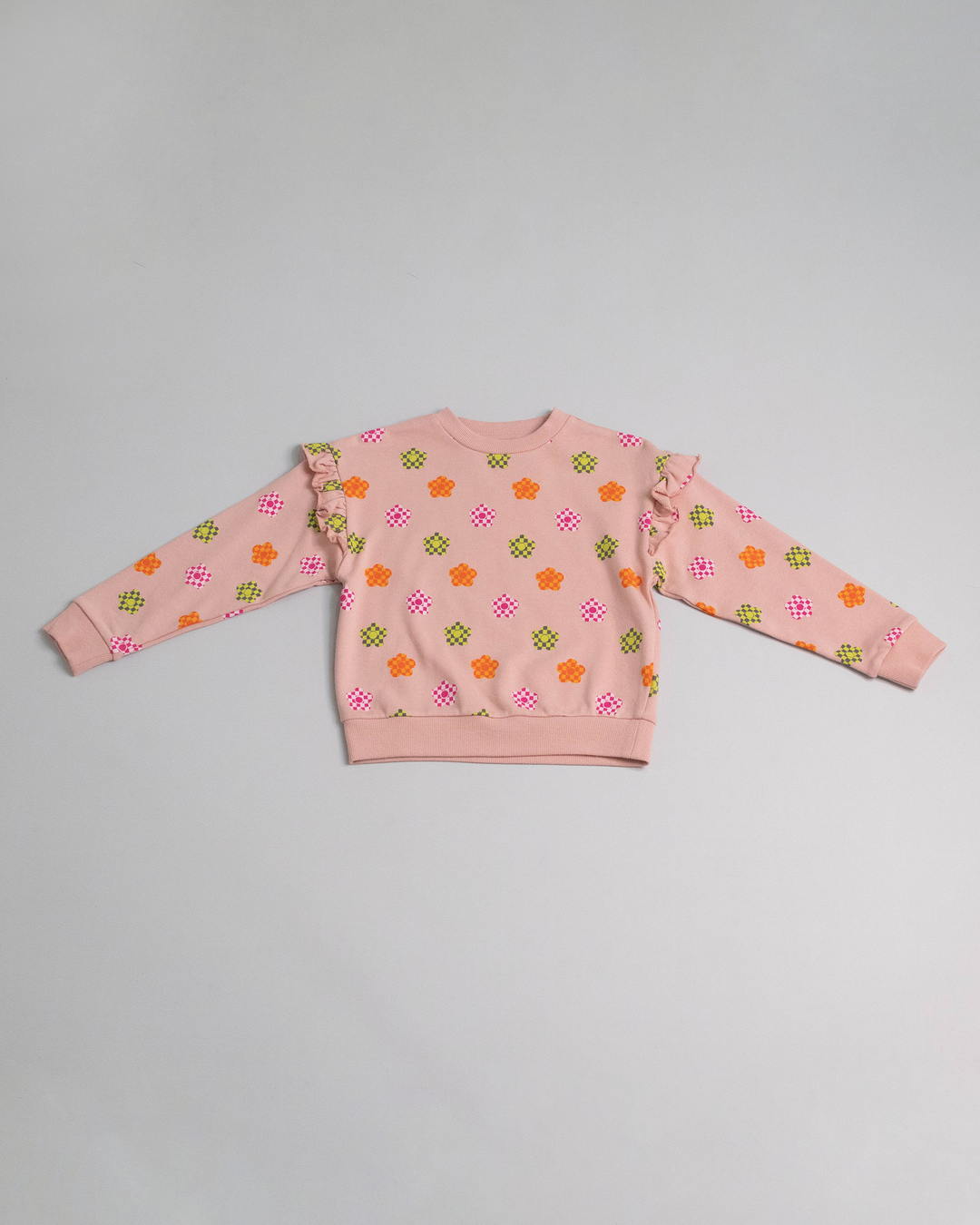 Suéter de algodón de flores con volantes