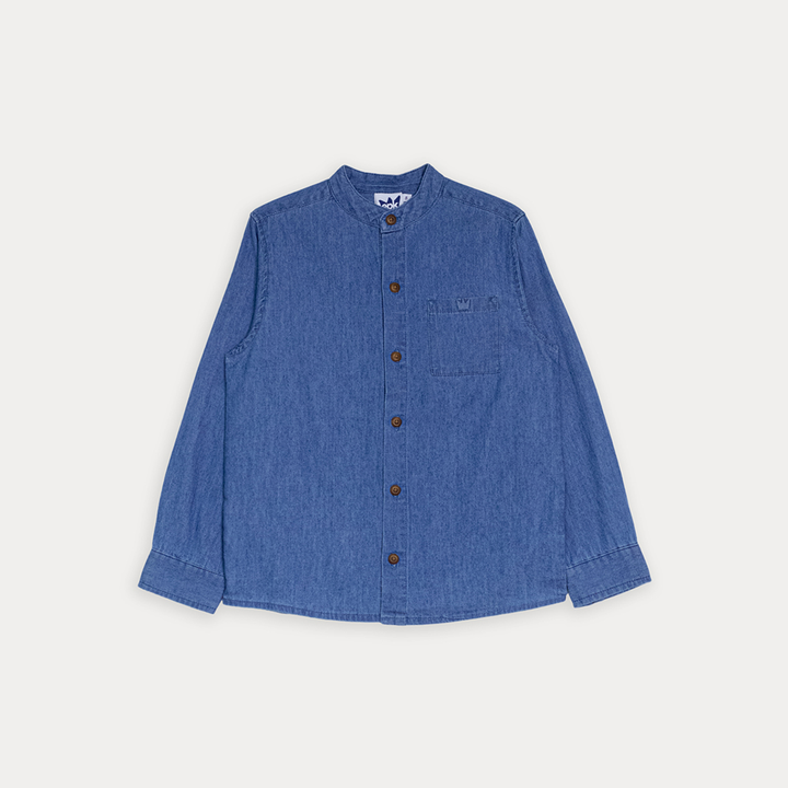 Camisa De Chambray Manga Larga Para Niño
