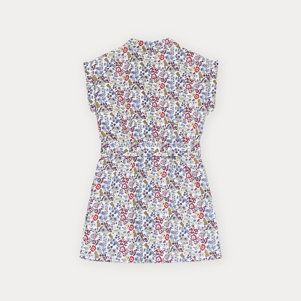 Vestido De Tela Ligera Con Estampado De Flores Multicolor Para Niña