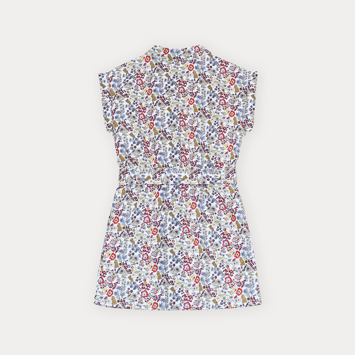 Vestido De Tela Ligera Con Estampado De Flores Multicolor Para Niña